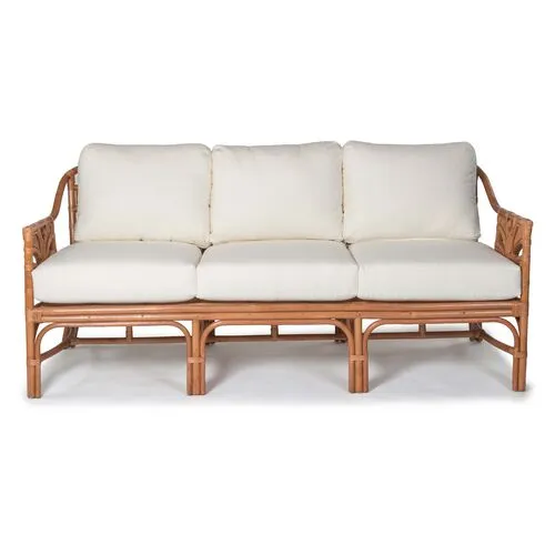 Palm Leaf Rattan Sofa - Off-White