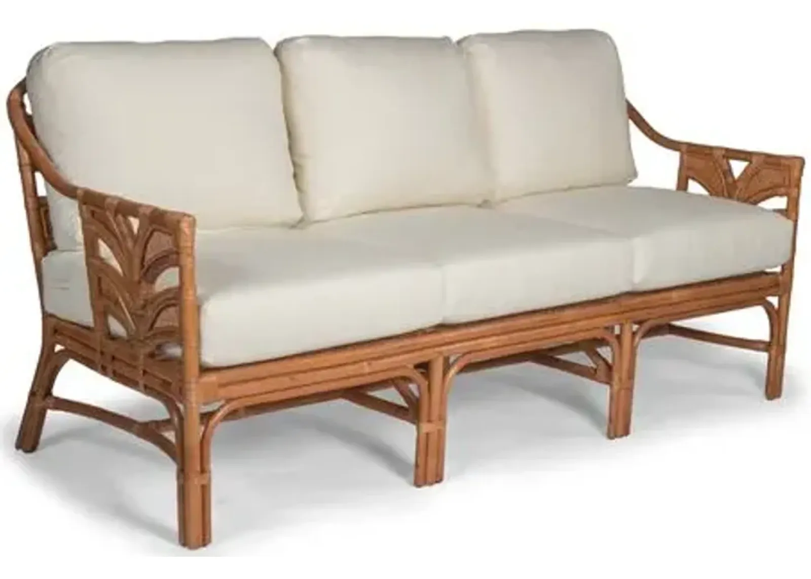 Palm Leaf Rattan Sofa - Off-White