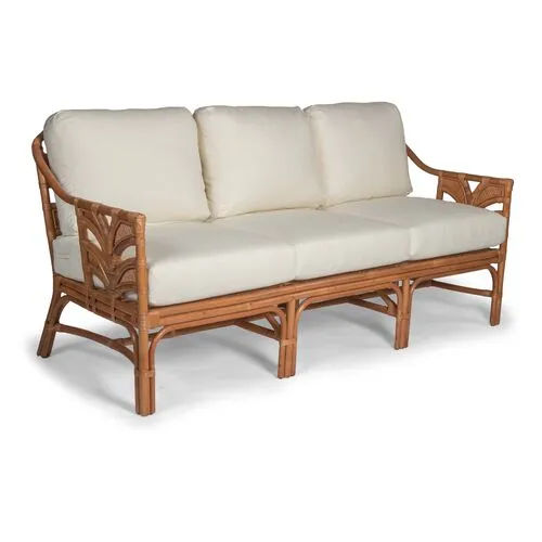 Palm Leaf Rattan Sofa - Off-White