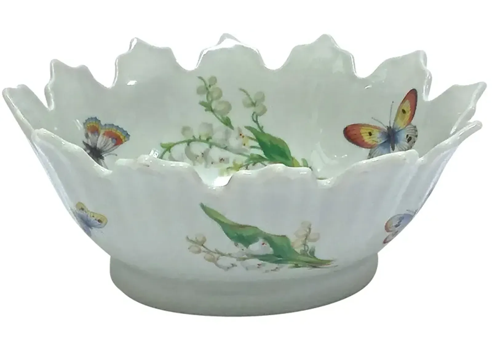 Limoges Floral & Butterfly Bowl - Vermilion Designs - Green