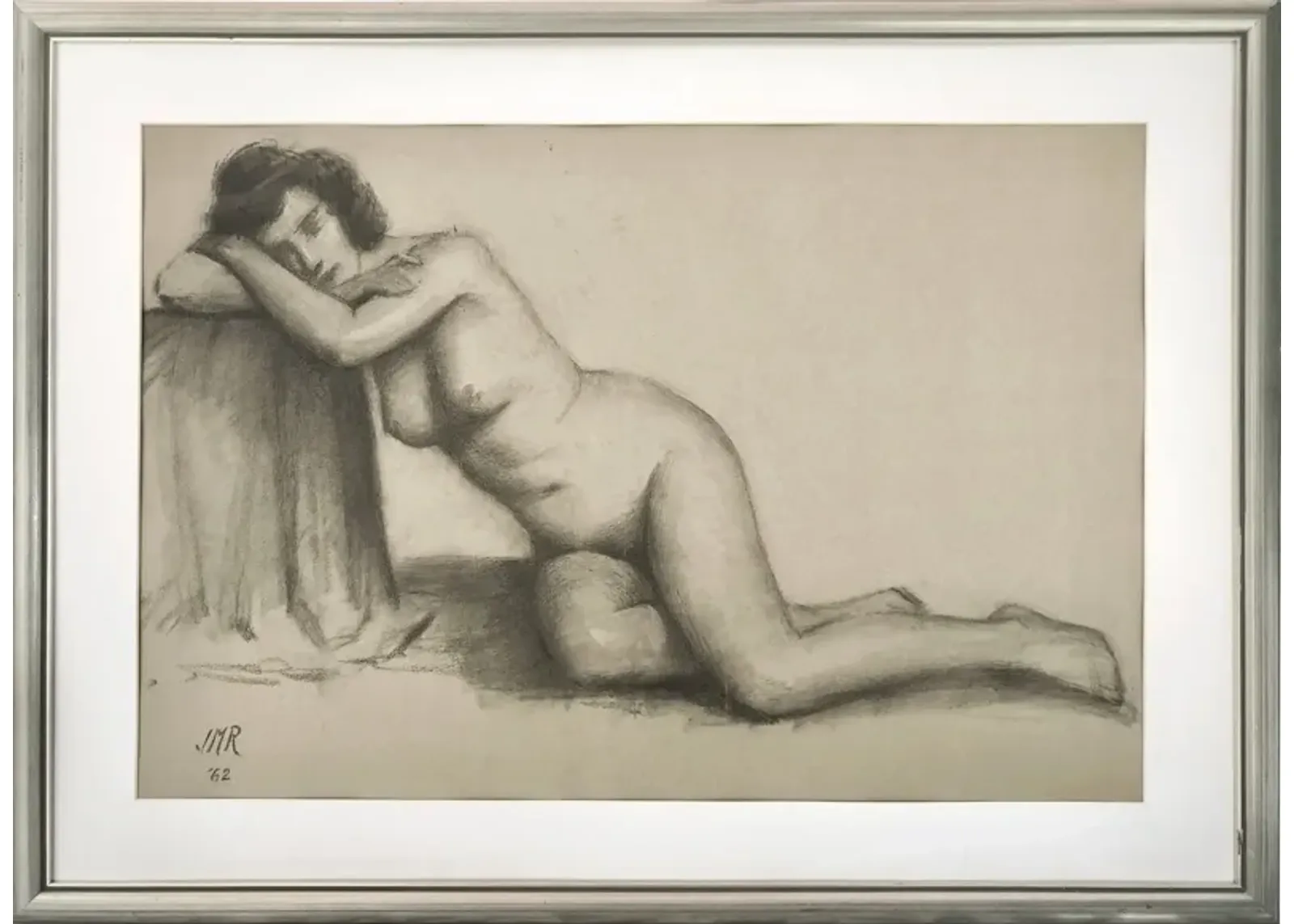 '62 J. Mason Reeves Nude Figure Drawing - Antiquarian Art Company - Gray