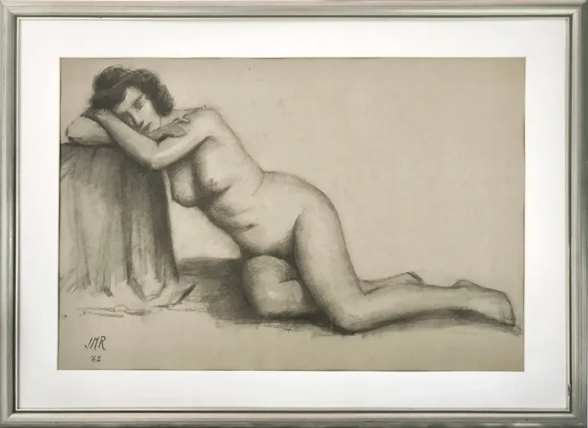 '62 J. Mason Reeves Nude Figure Drawing - Antiquarian Art Company - Gray