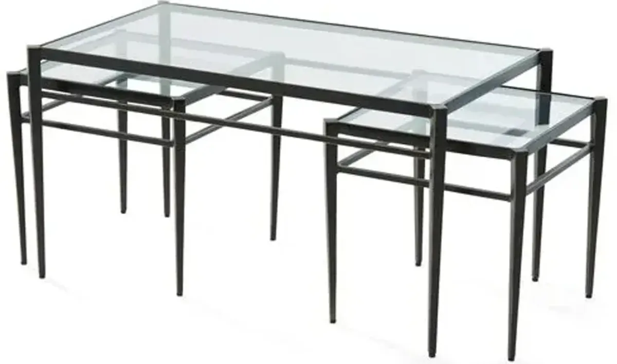 Asst. of 3 Lescot Nesting Tables - Gunmetal - Global Views - Black