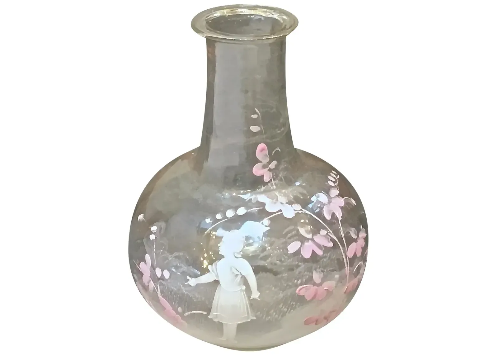 M. Gregory Enamel Painted Glass Vase - Vermilion Designs - Clear