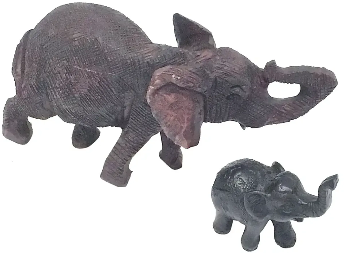 Composite Elephant Figurines - Set of 2 - Vermilion Designs - Brown