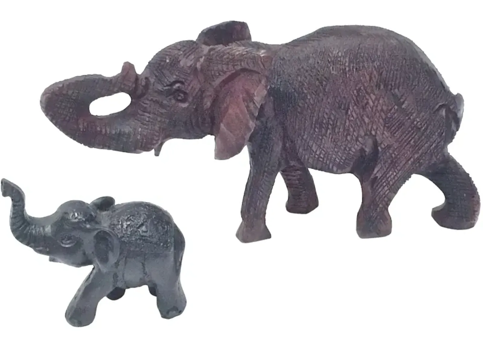 Composite Elephant Figurines - Set of 2 - Vermilion Designs - Brown