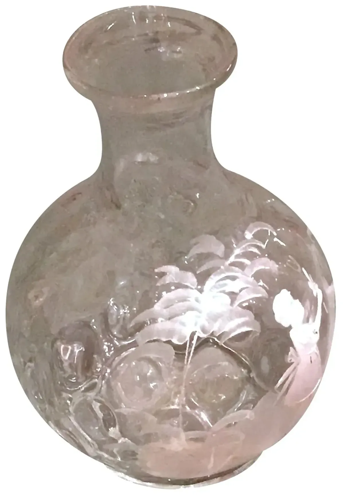 Mary Gregory Enameled Glass Vase - Vermilion Designs - Clear