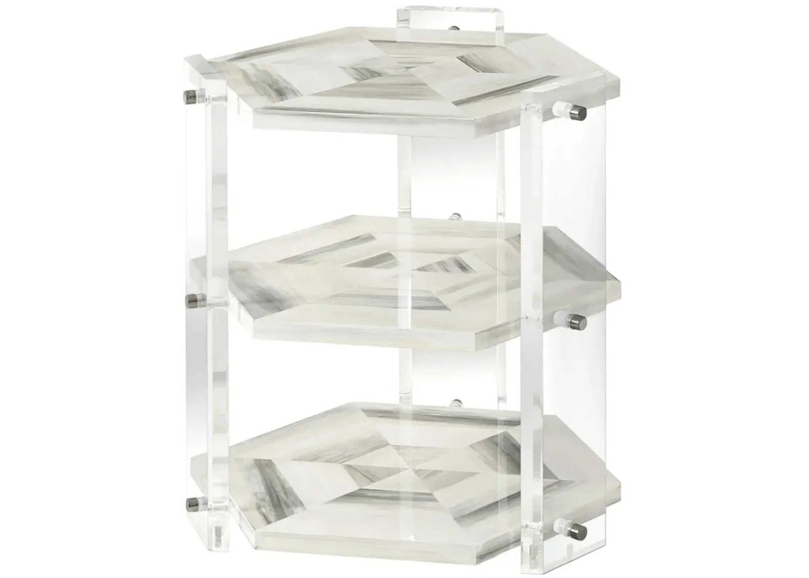 Quadrilateral Tiered Side Table - Ivory - Theodore Alexander