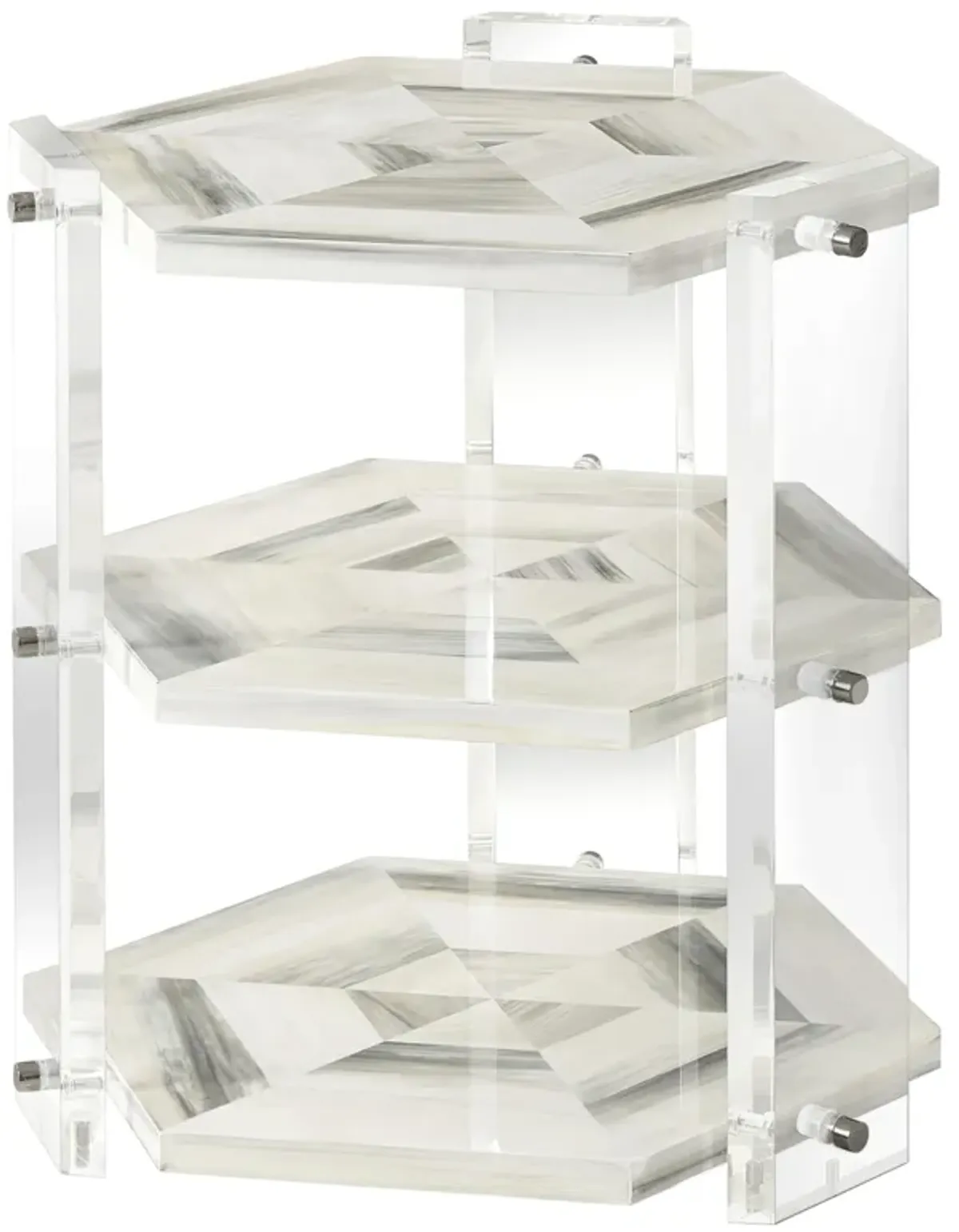 Quadrilateral Tiered Side Table - Ivory - Theodore Alexander