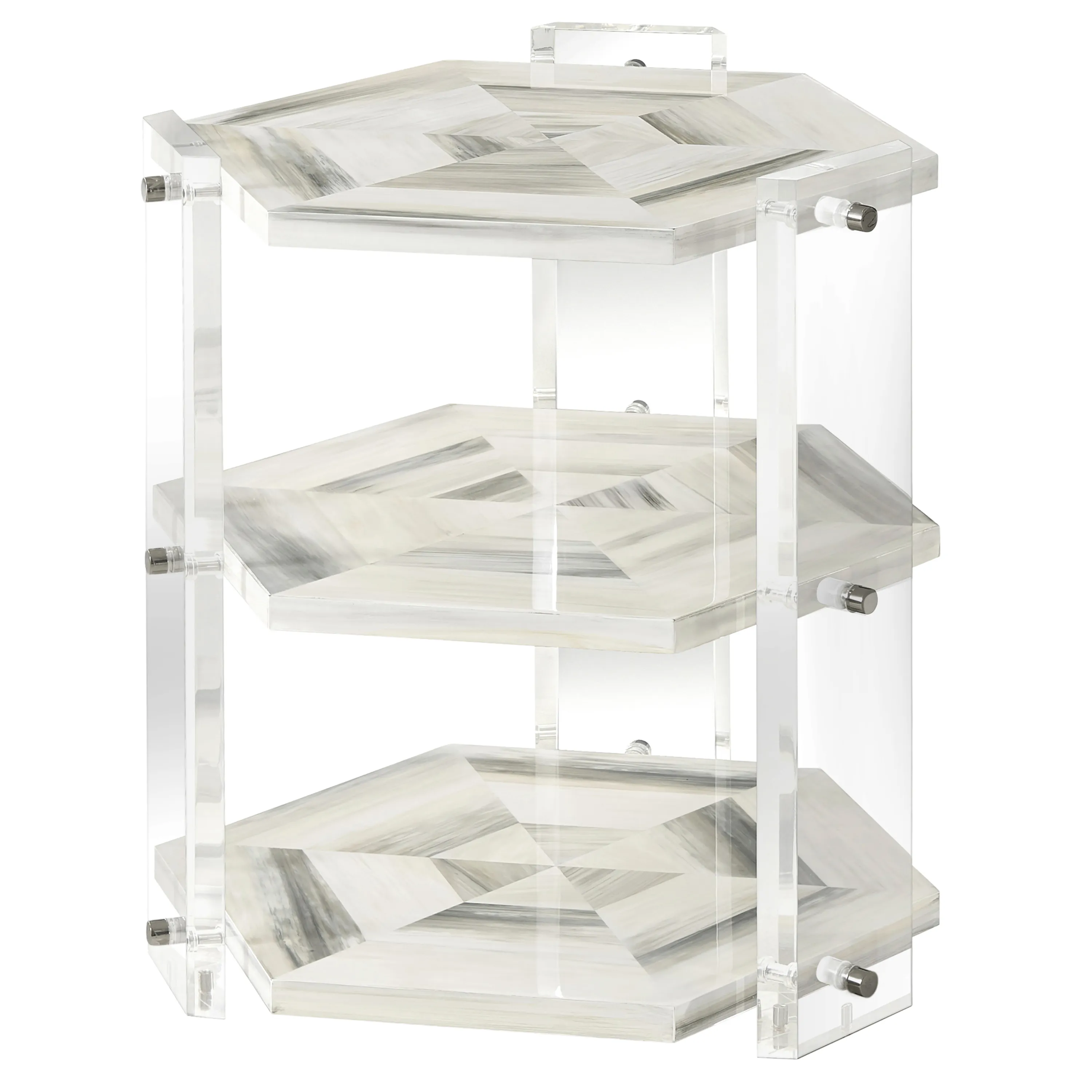 Quadrilateral Tiered Side Table - Ivory - Theodore Alexander