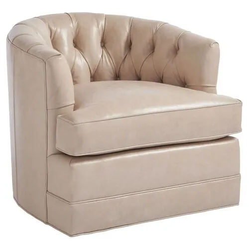 Cliffhaven Swivel Club Chair - Sand Leather - Barclay Butera