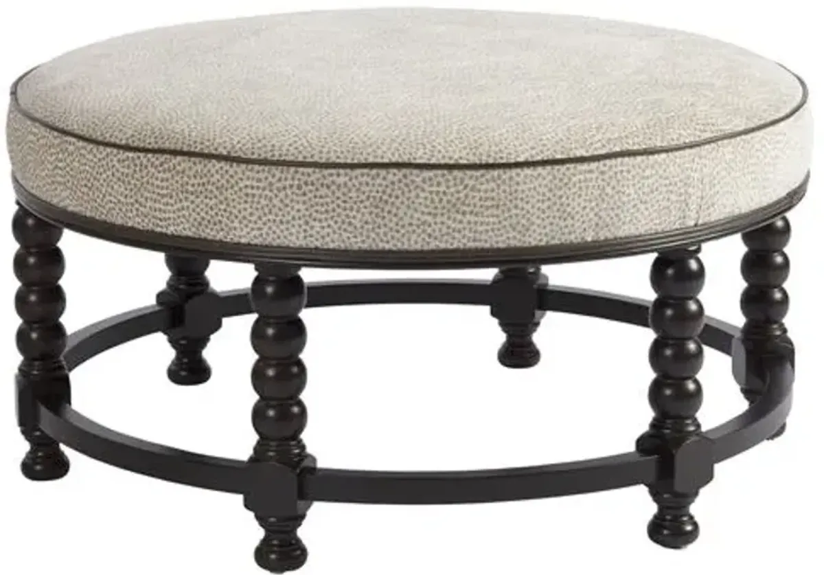 Naples Round Cocktail Ottoman - Tan - Barclay Butera - Ivory