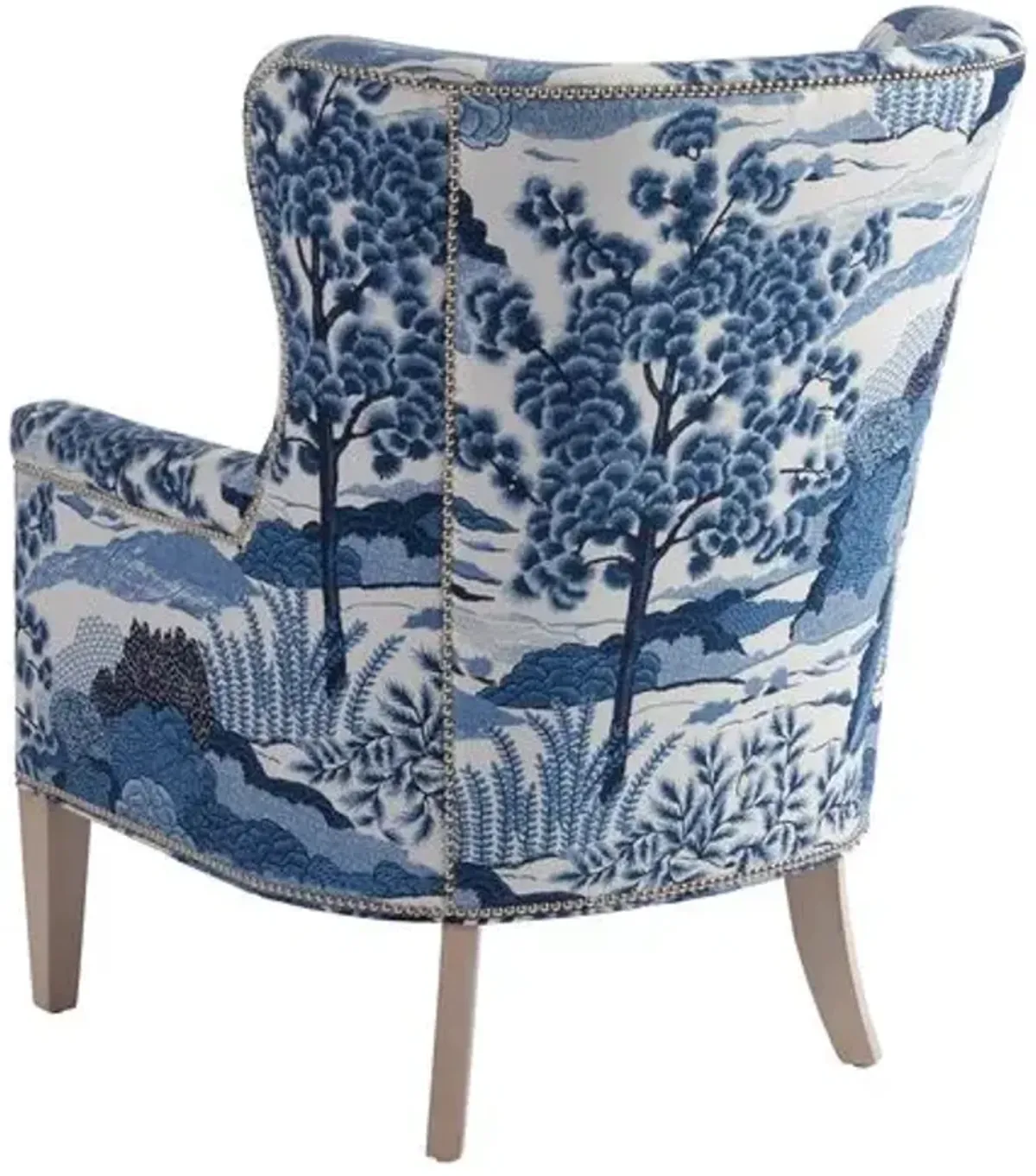 Avery Wingback Chair - Blue/White Linen - Barclay Butera - Comfortable, Stylish