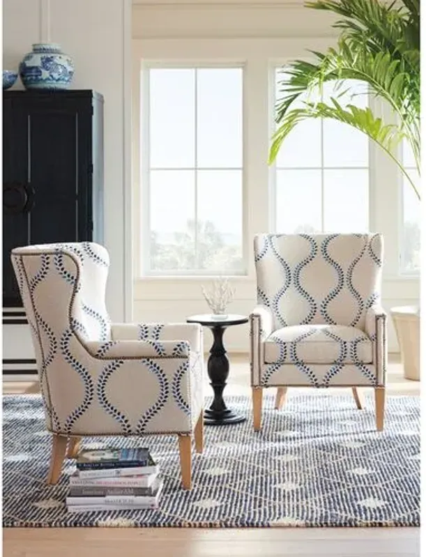 Avery Wingback Chair - Blue Linen - Barclay Butera - Comfortable, Stylish