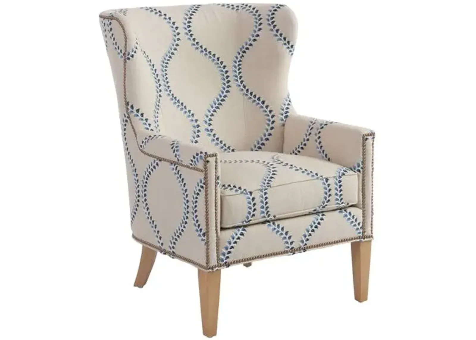 Avery Wingback Chair - Blue Linen - Barclay Butera - Comfortable, Stylish