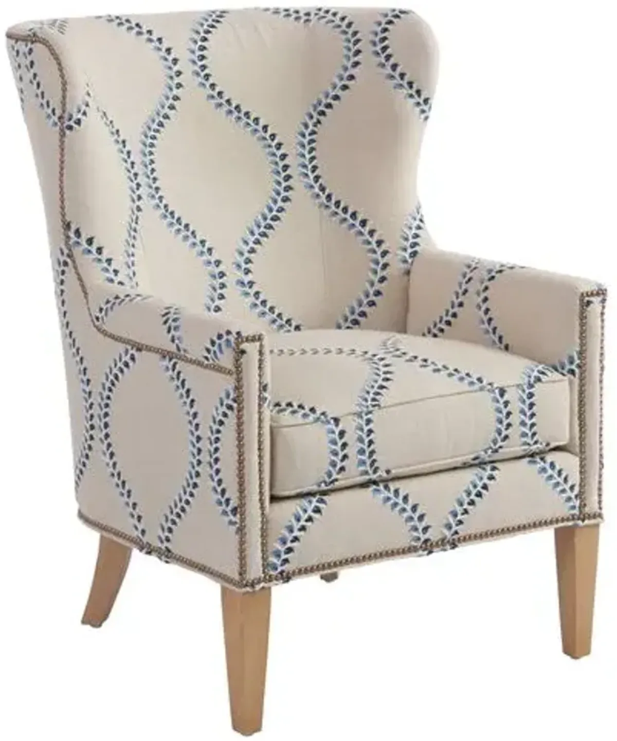 Avery Wingback Chair - Blue Linen - Barclay Butera - Comfortable, Stylish