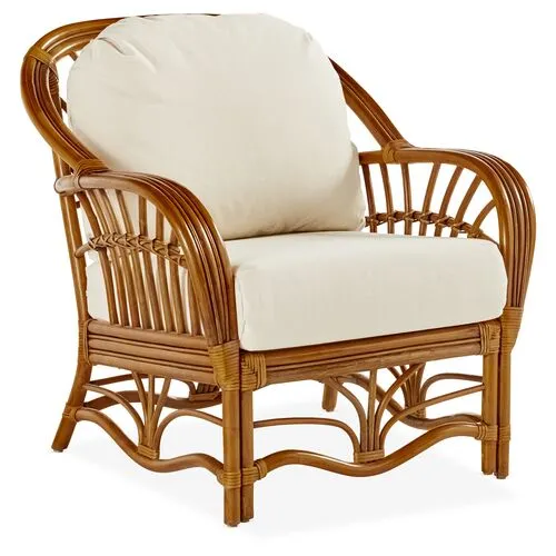 Palm Harbor Rattan Club Chair - Natural/White - South Sea Rattan