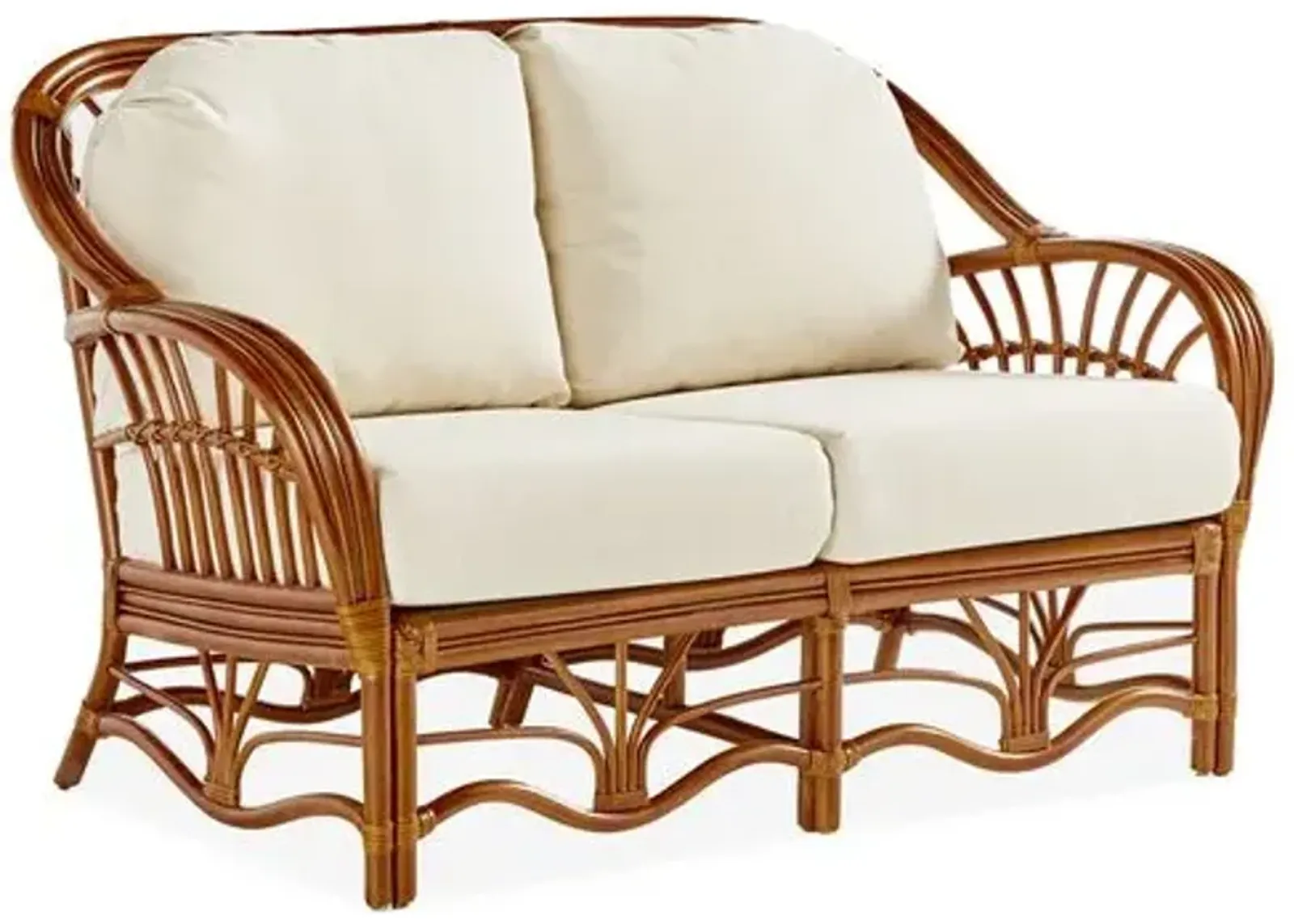 Palm Harbor Rattan Loveseat - Natural/White - South Sea Rattan