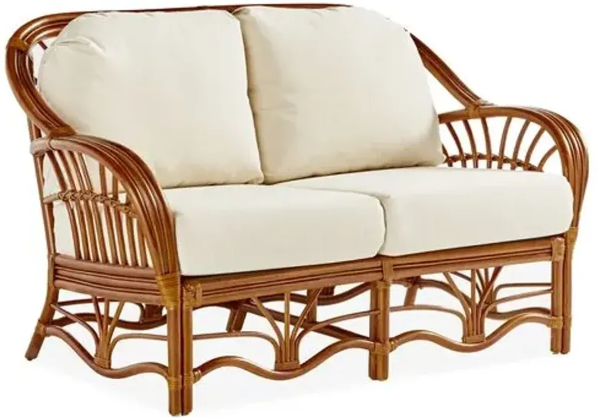 Palm Harbor Rattan Loveseat - Natural/White - South Sea Rattan