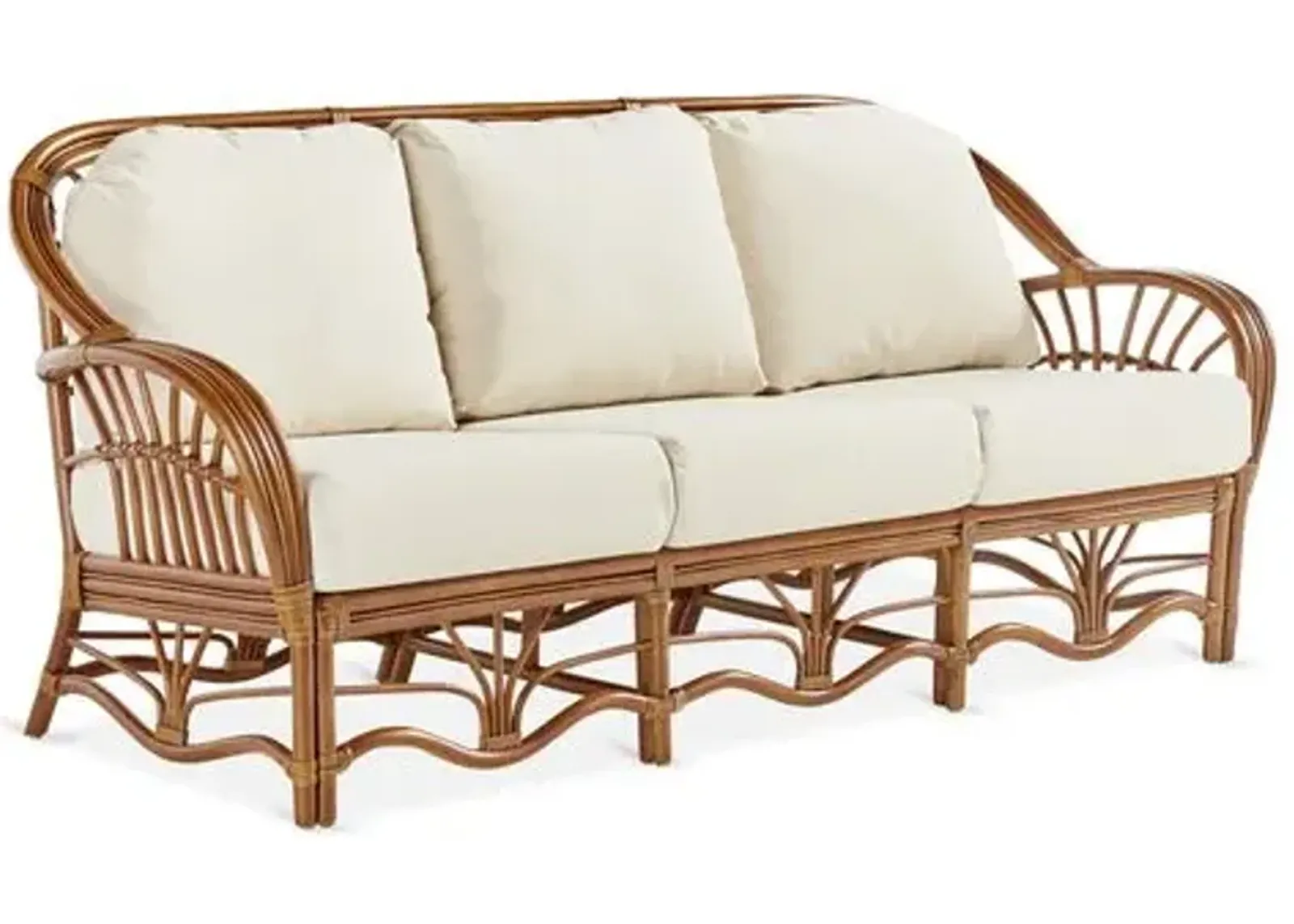 Palm Harbor Rattan Sofa - Natural/White - South Sea Rattan