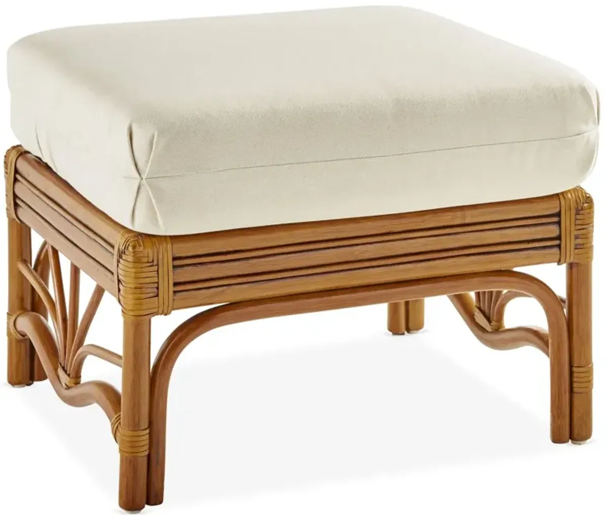 Palm Harbor Rattan Ottoman, Natural/White