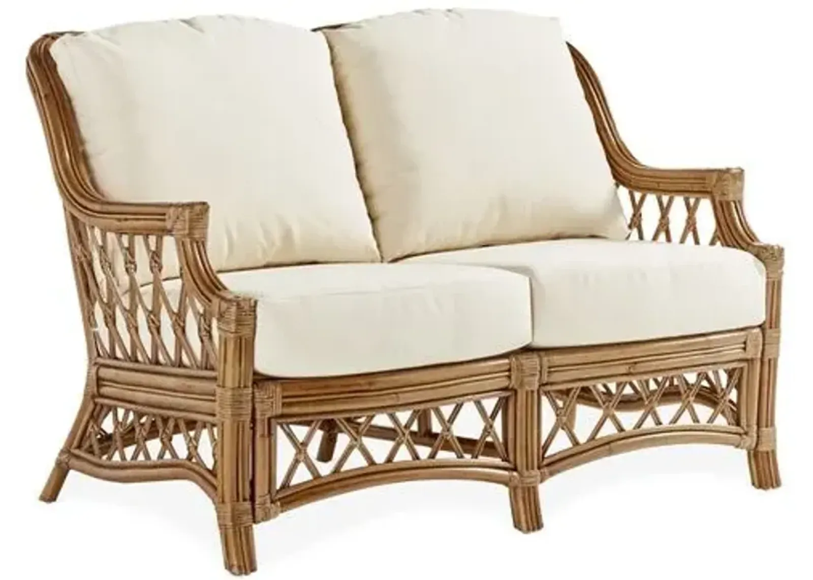 Nadine Rattan Loveseat - Natural/White - South Sea Rattan