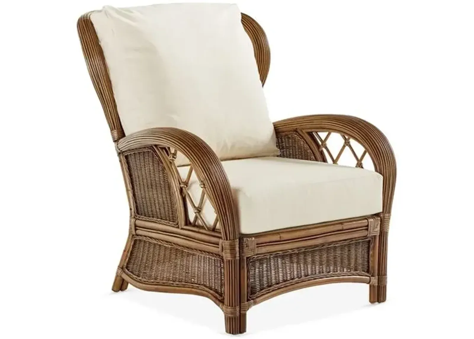 Bali Rattan Club Chair - Almond Brown/Canvas - South Sea Rattan