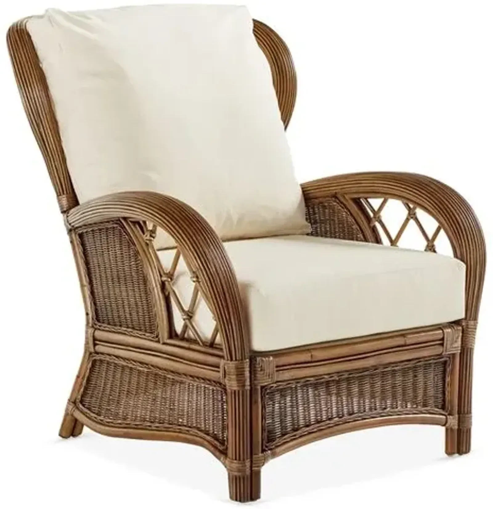 Bali Rattan Club Chair - Almond Brown/Canvas - South Sea Rattan