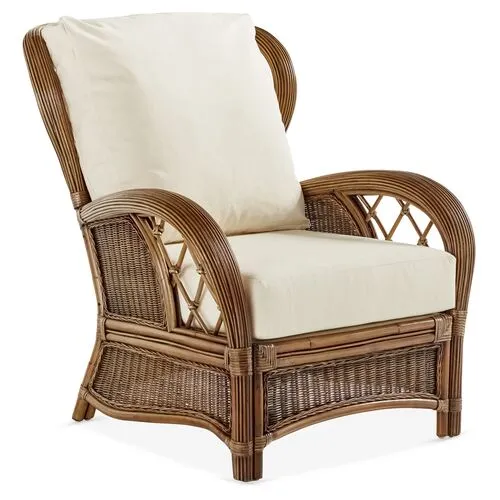 Bali Rattan Club Chair - Almond Brown/Canvas - South Sea Rattan