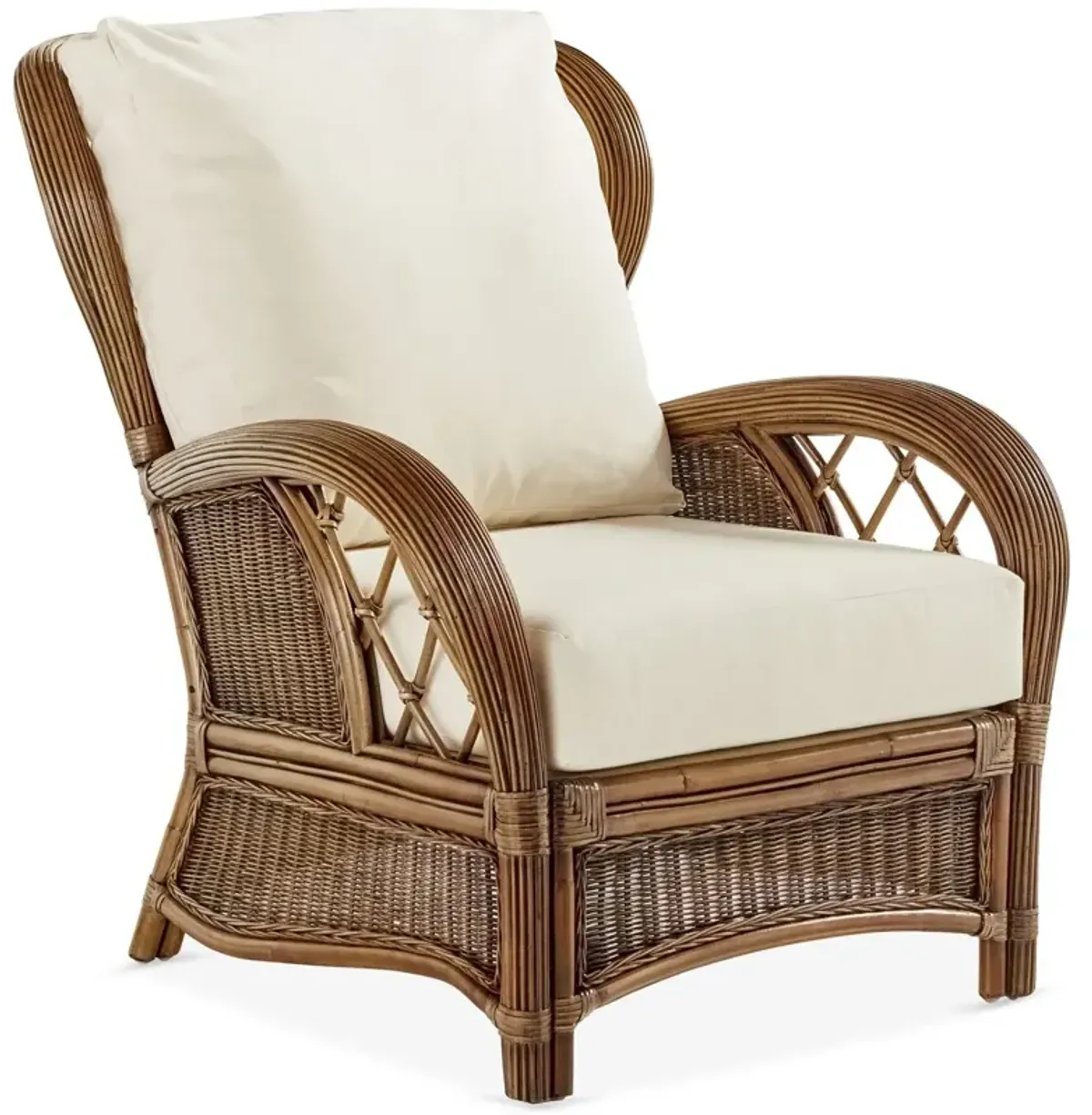 Bali Rattan Club Chair, Almond Brown/Canvas