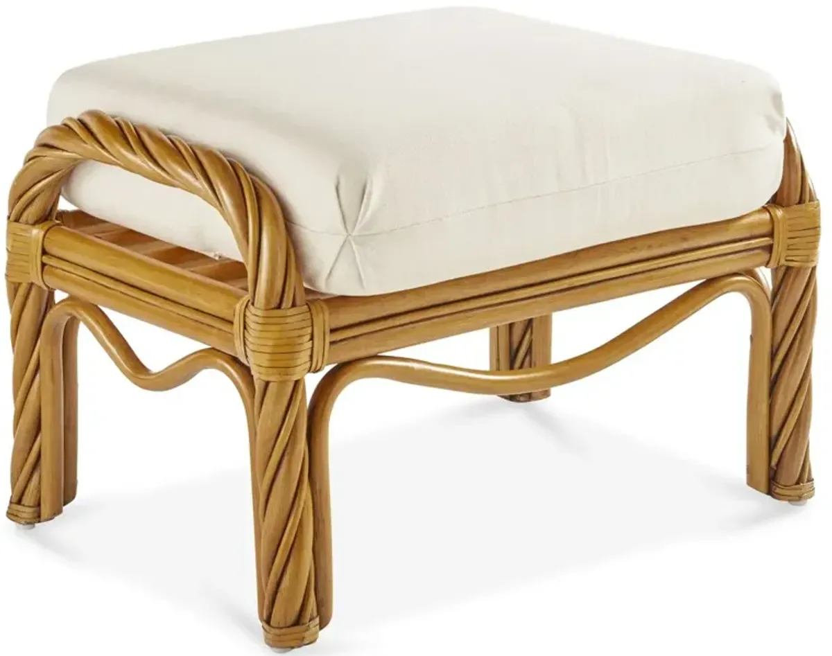 New Twist Rattan Ottoman, Natural/White
