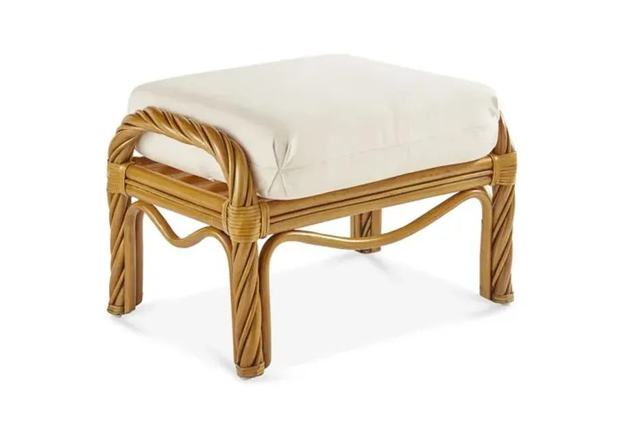 New Twist Rattan Ottoman - Natural/White - South Sea Rattan