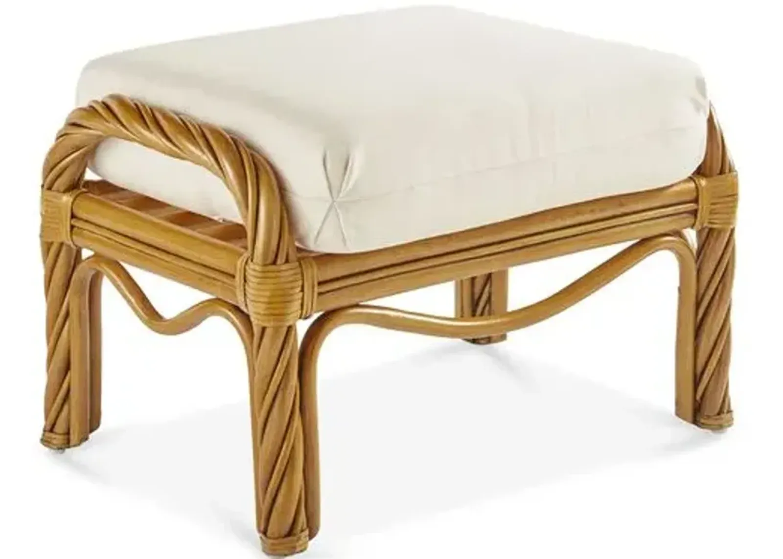 New Twist Rattan Ottoman - Natural/White - South Sea Rattan