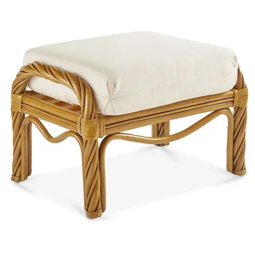 New Twist Rattan Ottoman - Natural/White - South Sea Rattan