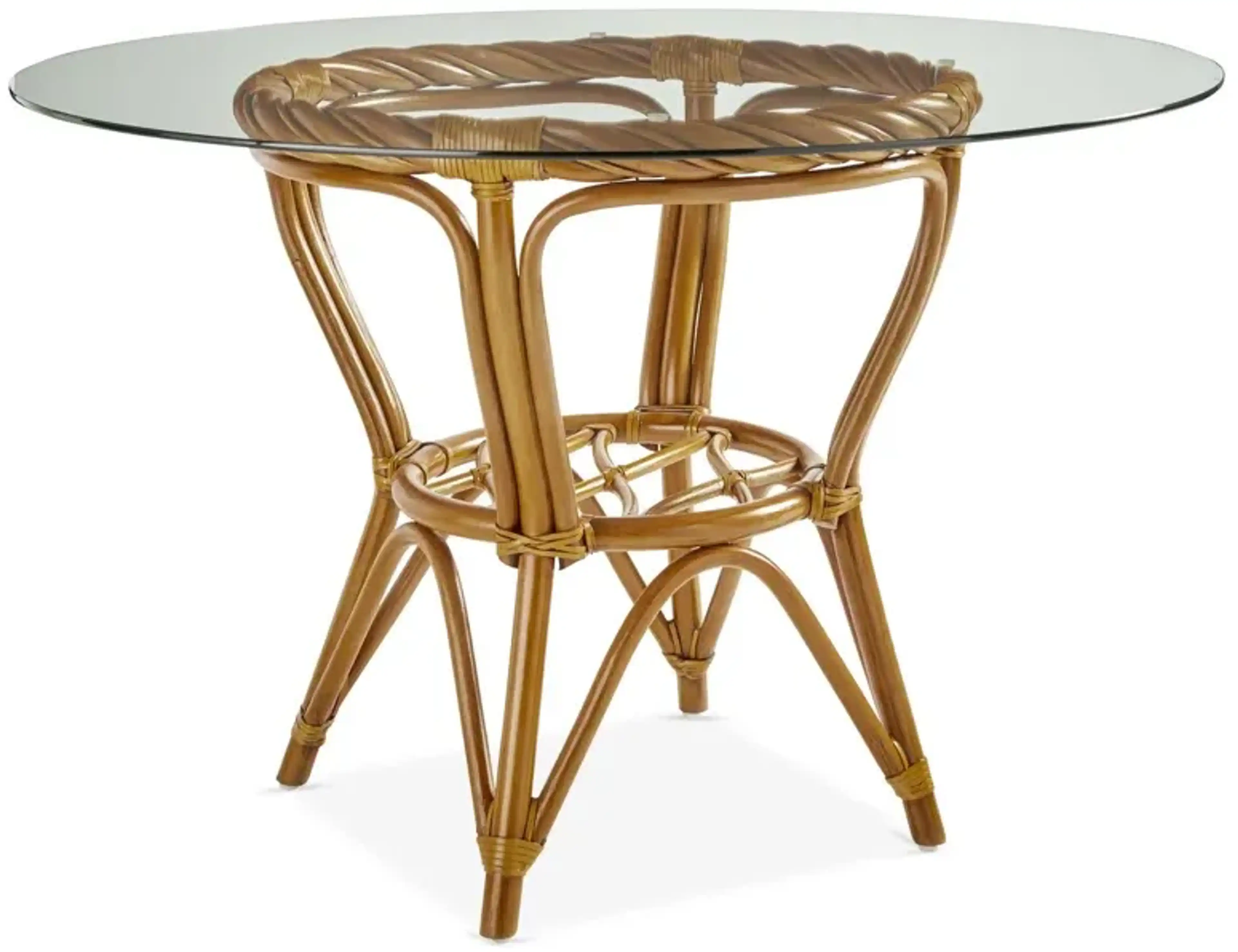 New Twist Rattan Round Dining Table, Natural | Furniture.com