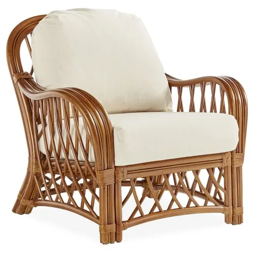 Antigua Rattan Club Chair - Natural/White - South Sea Rattan