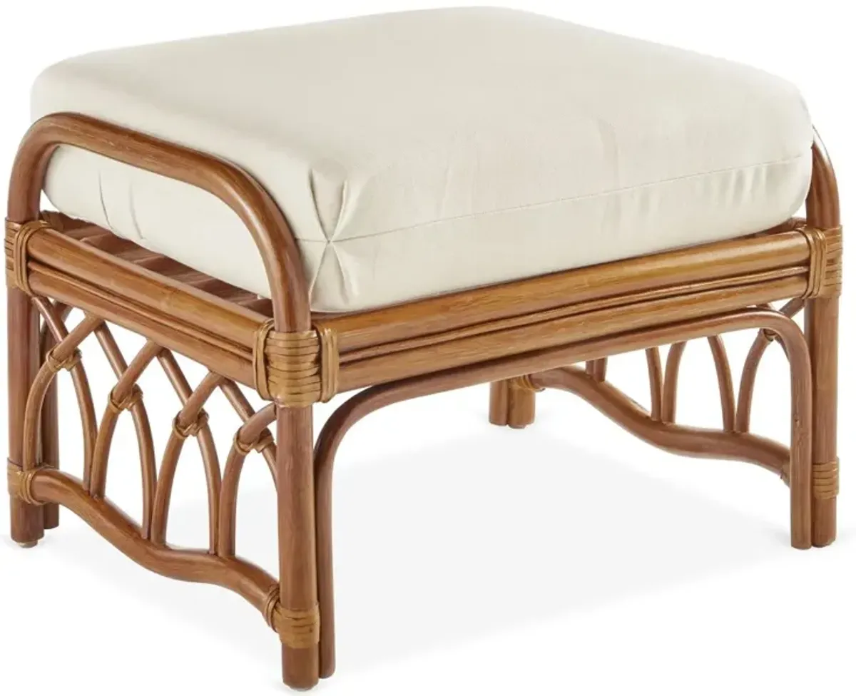 Antigua Rattan Ottoman, Natural/White