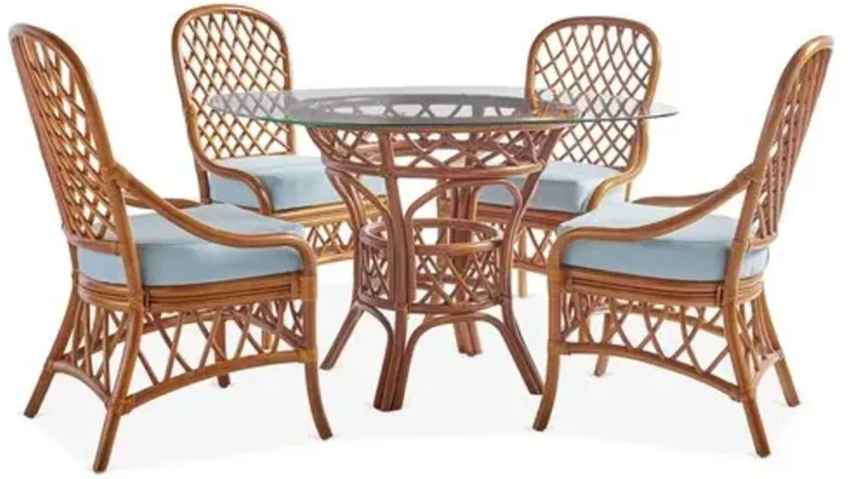 Antigua Rattan Side Chair - Natural/Blue - South Sea Rattan