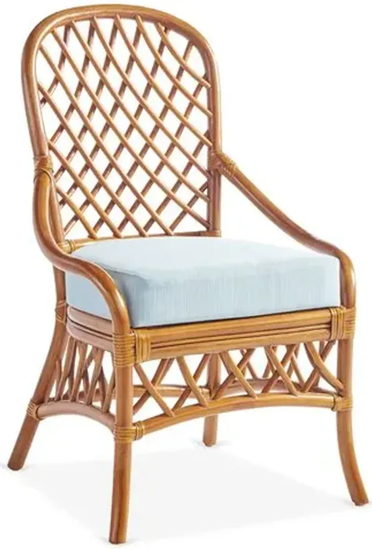 Antigua Rattan Side Chair - Natural/Blue - South Sea Rattan