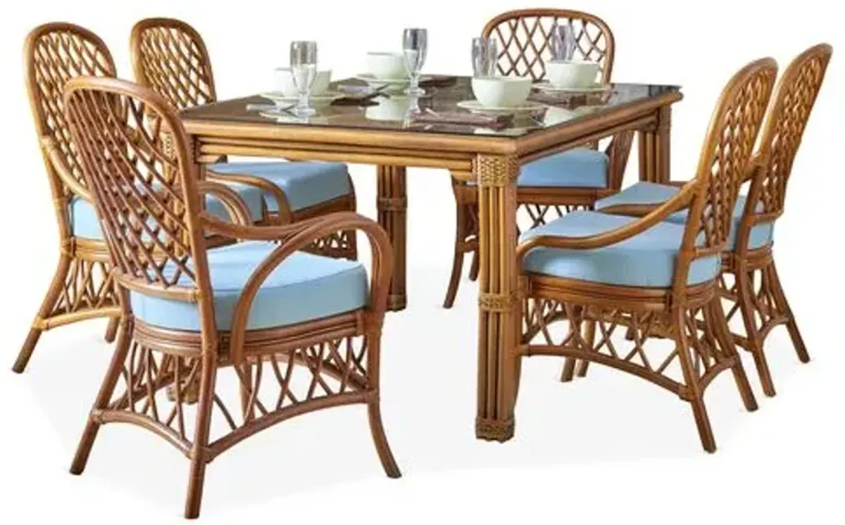 Antigua Rattan Dining Armchair - Natural/Blue - South Sea Rattan