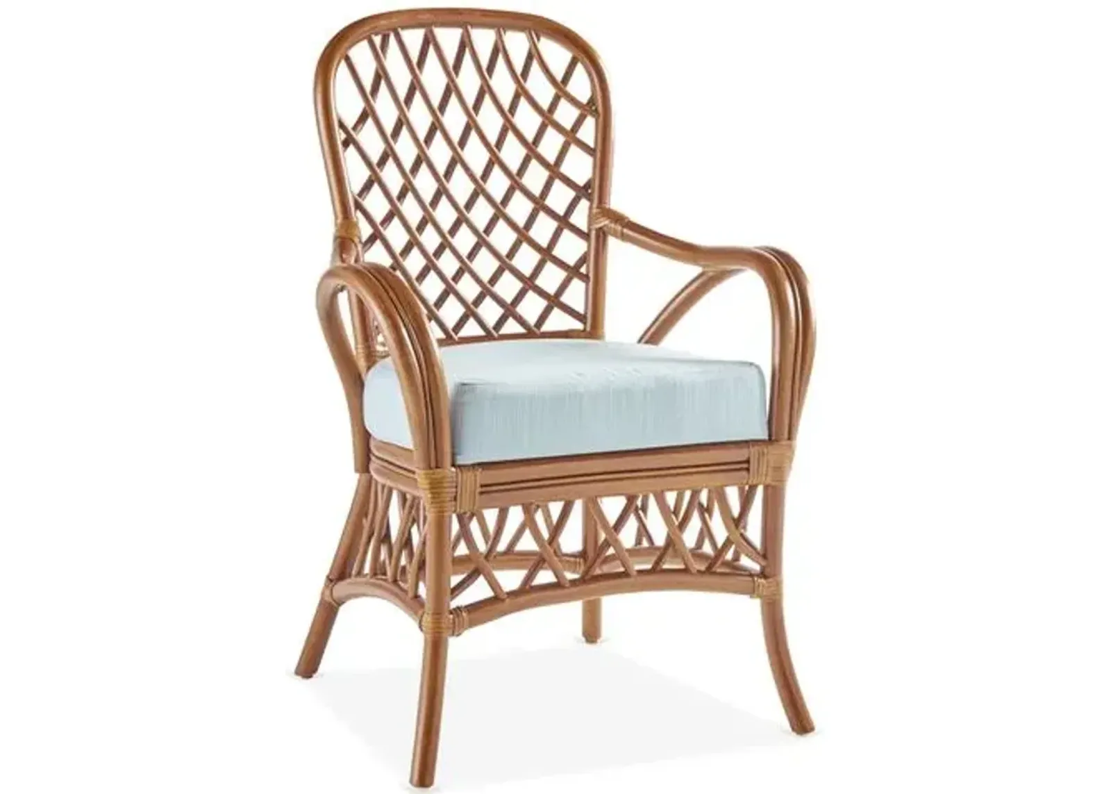 Antigua Rattan Dining Armchair - Natural/Blue - South Sea Rattan