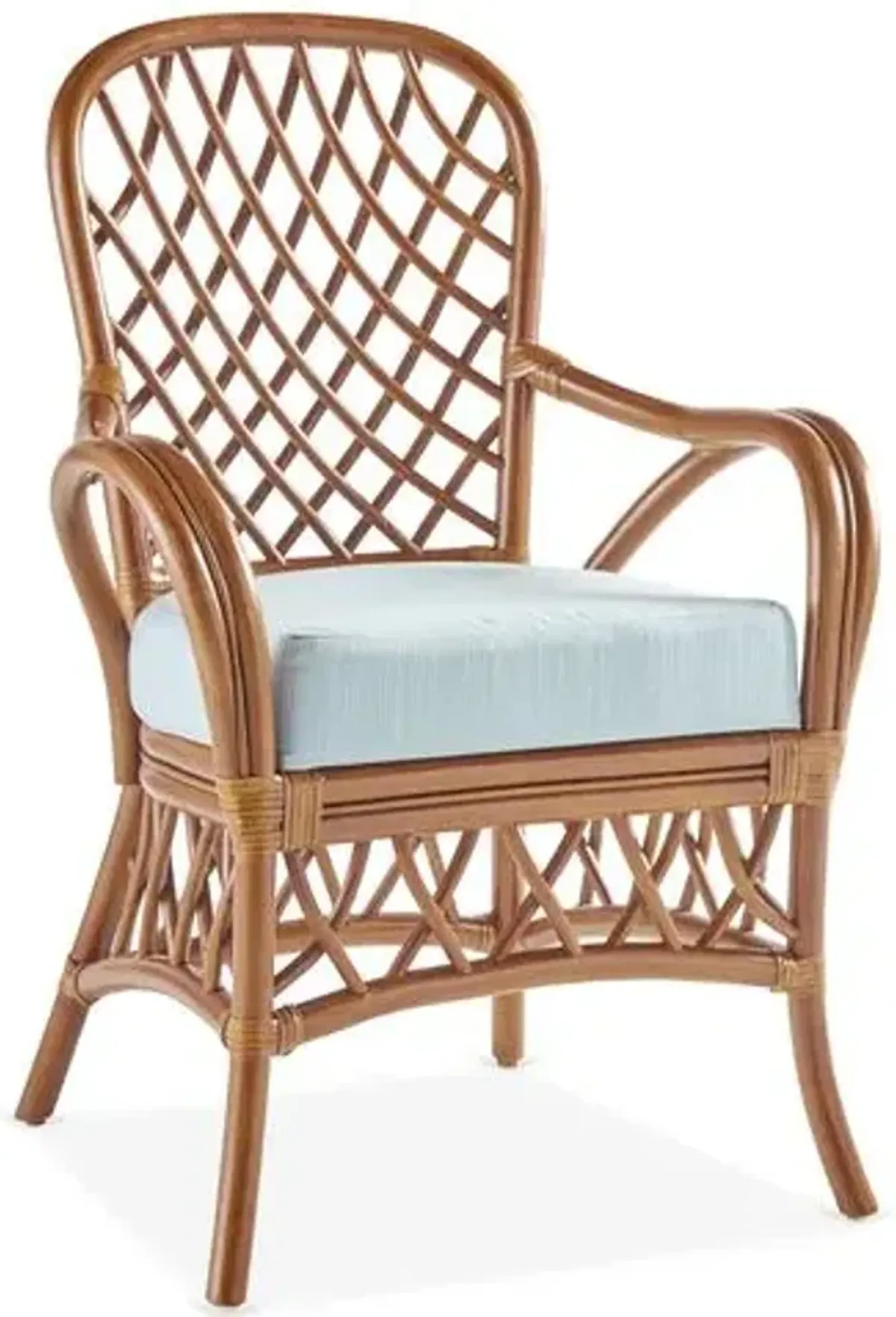 Antigua Rattan Dining Armchair - Natural/Blue - South Sea Rattan