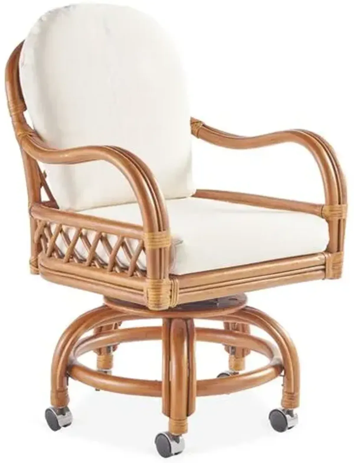 Antigua Rattan Swivel Chair - Natural/White - South Sea Rattan