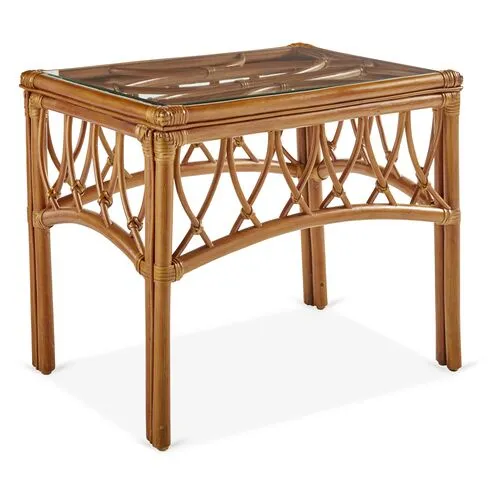 Antigua Rattan Side Table - Natural - South Sea Rattan - Brown