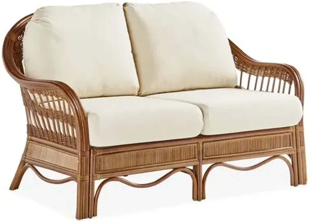 Bermuda Rattan Loveseat - Pecan - South Sea Rattan - White