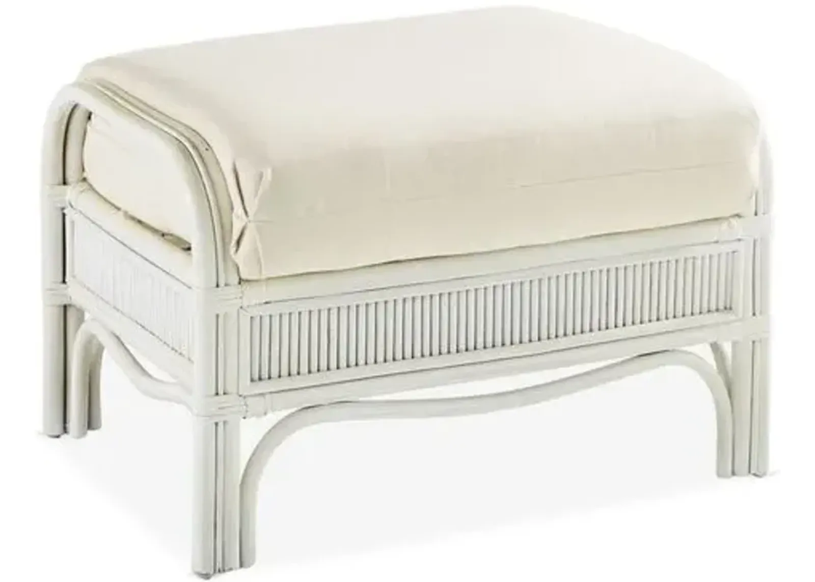 Bermuda Rattan Ottoman - White - South Sea Rattan