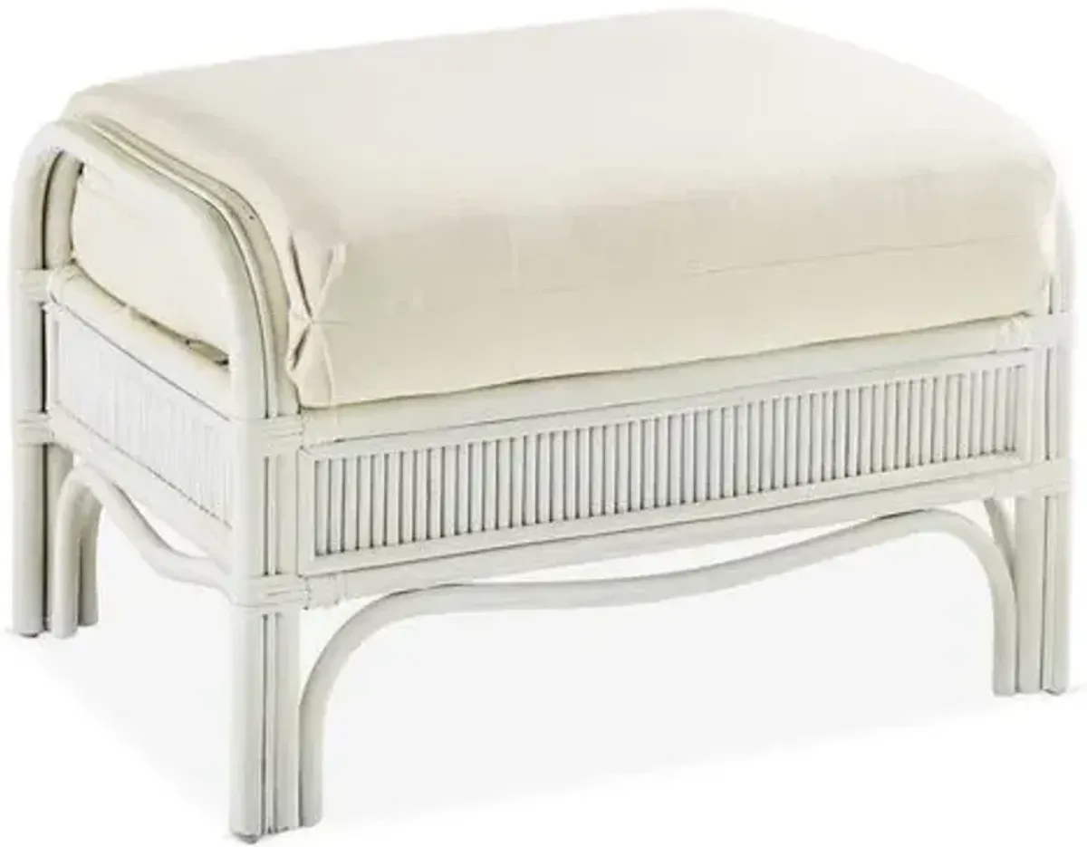 Bermuda Rattan Ottoman - White - South Sea Rattan