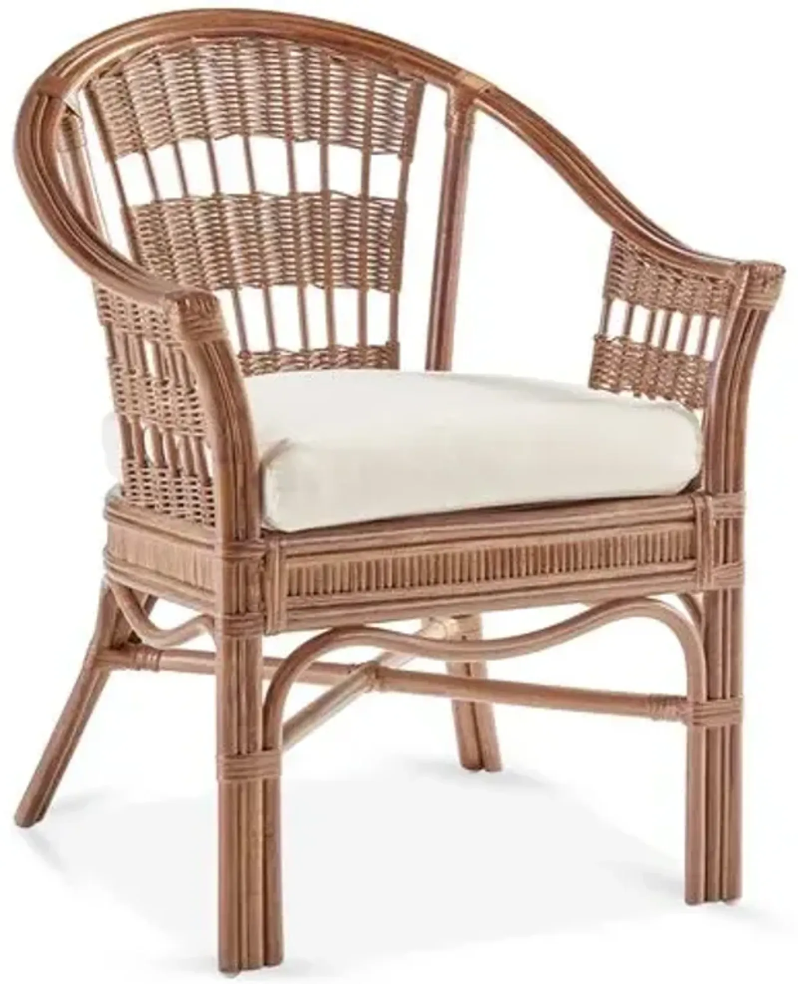 Bermuda Rattan Captains Chair - Pecan - South Sea Rattan - White