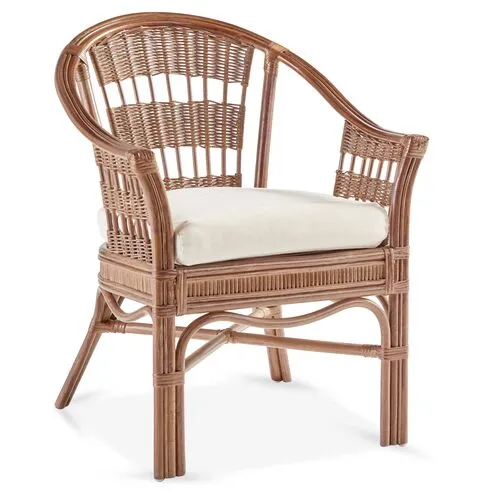 Bermuda Rattan Captains Chair - Pecan - South Sea Rattan - White