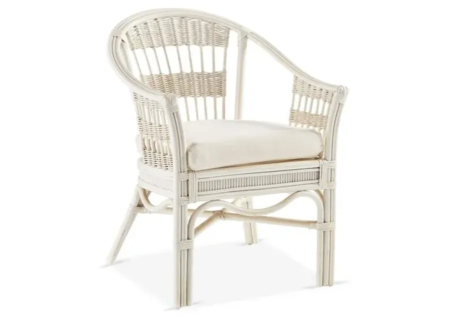 Bermuda Rattan Captains Chair - White - South Sea Rattan